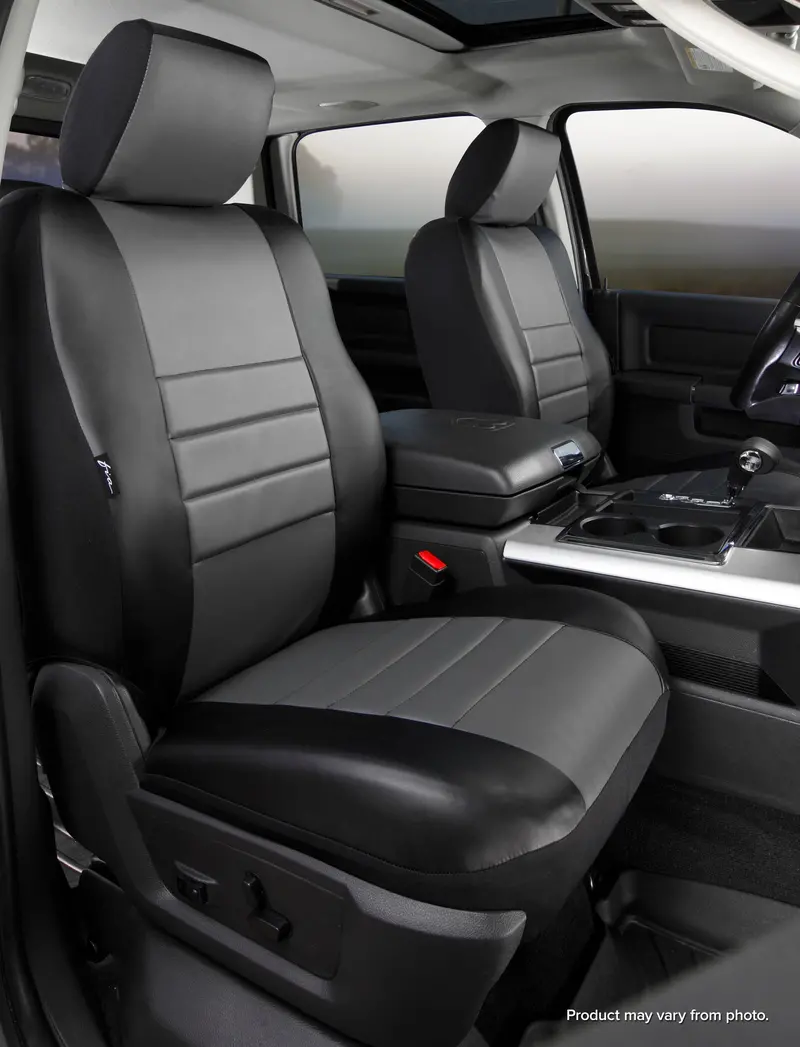 Fia Sl69-72 Leatherlite Custom Seat Covers – Gray/Black Leatherette, Bucket Style 1