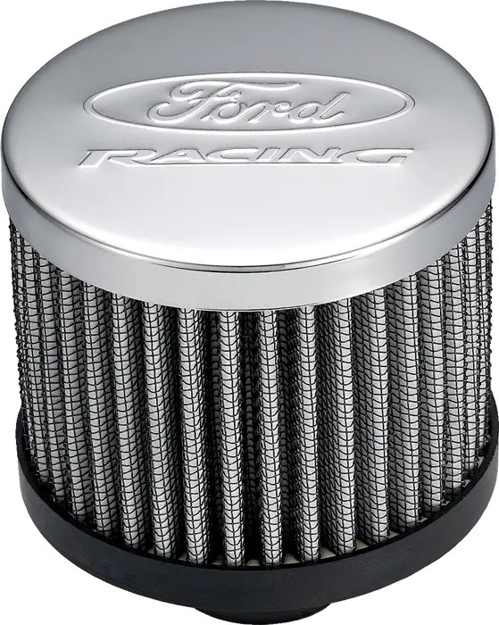 Ford Racing 302-236 Chrome Valve Cover Breather – 3" Push-In Style With Ford Logo 1