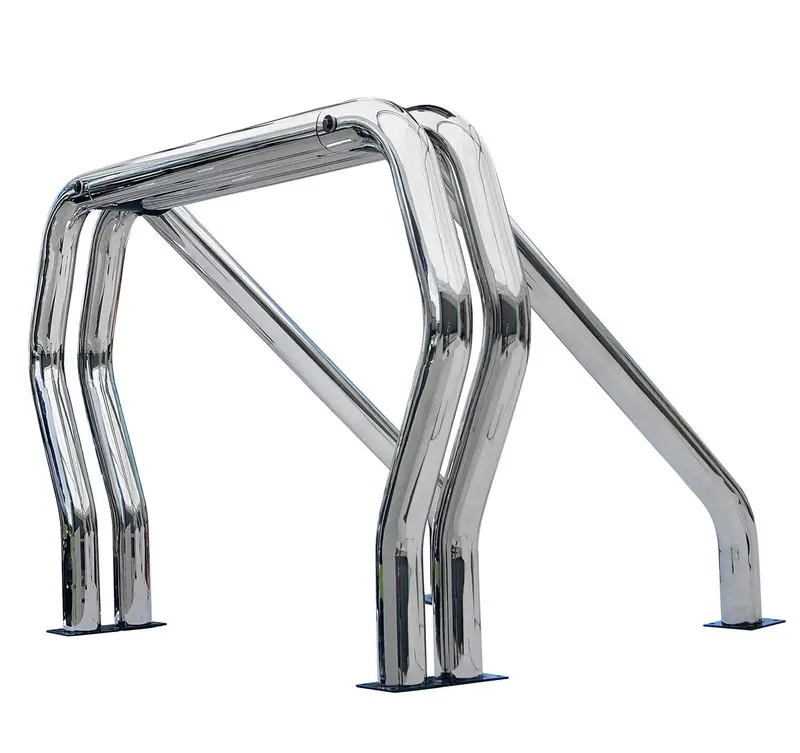 Go Rhino Double-Bar Bed Rack System With Single Kicker – Chrome-Finished, Wheel-Well Mounted 1