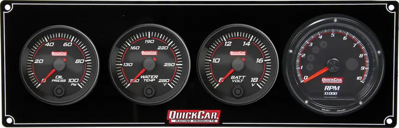 Quick Car Racing 69-3047 Redline Triple-Gauge Dash Panel: Oil Pressure, Water Temp & Volt Meter With Recall Tach 1