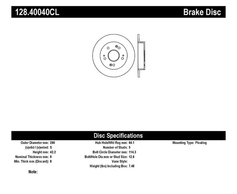 Stoptech 128.40040Cl Cryo-Treated Cross-Drilled Rear Left Brake Rotor 1