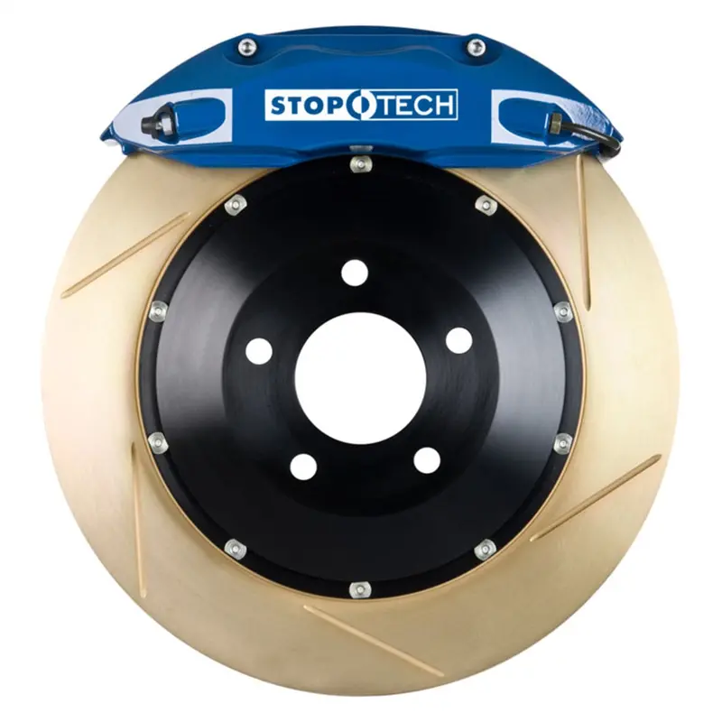 Stoptech 83.866.4700.23 Big Brake Kit – Front, Blue Calipers With Slotted Zinc-Coated Two-Piece Rotors 1