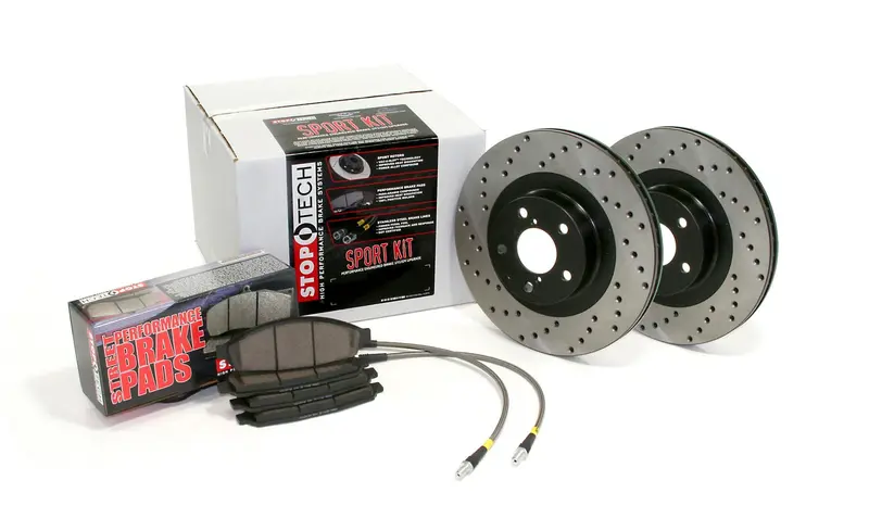 Stoptech 979.42015R Stoptech Sport Axle Pack; Drilled Rotor; Rear Brake Kit With Brake Lines 1