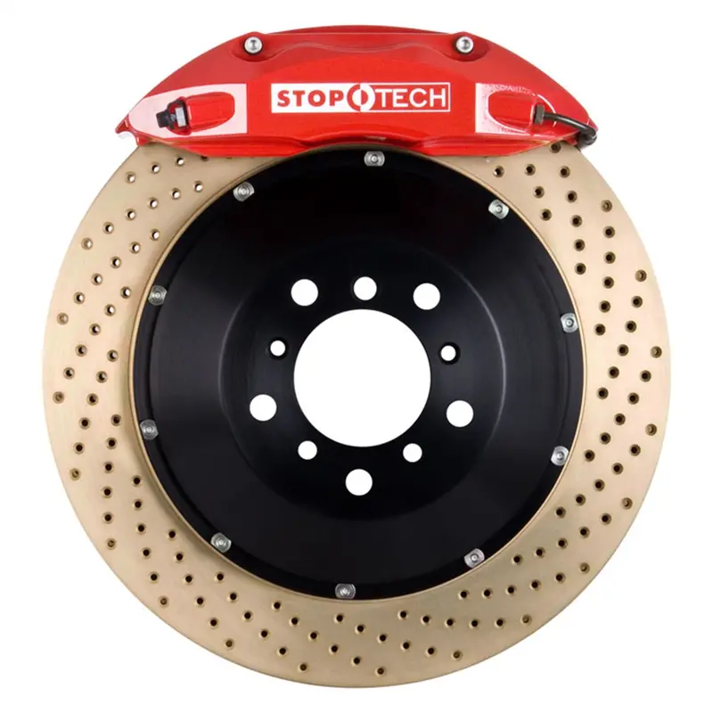 Stoptech Big Brake Kit For Front Axle – Red Calipers With Drilled Two-Piece Rotors 1