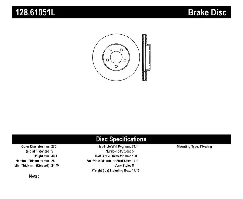 Stoptech Sport Cross-Drilled Front Left Brake Rotor – Model 128.61051L 1