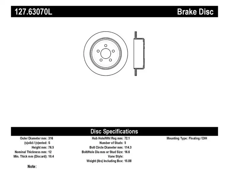Stoptech Sport Drilled & Slotted Rear Brake Rotor – Left Position, High-Heat Tolerance Design 1