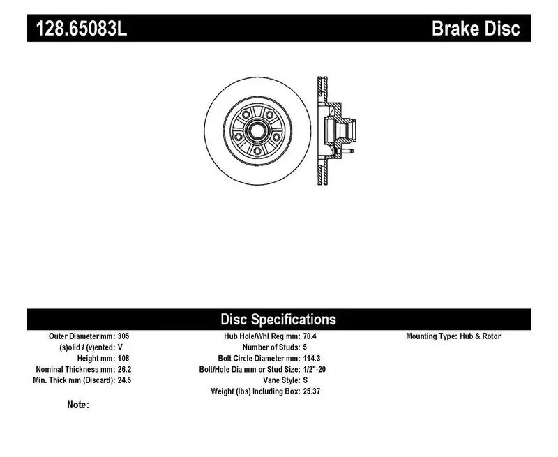 Stoptech Sport Front Left Cross-Drilled Brake Rotor (Part #128.65083L) 1