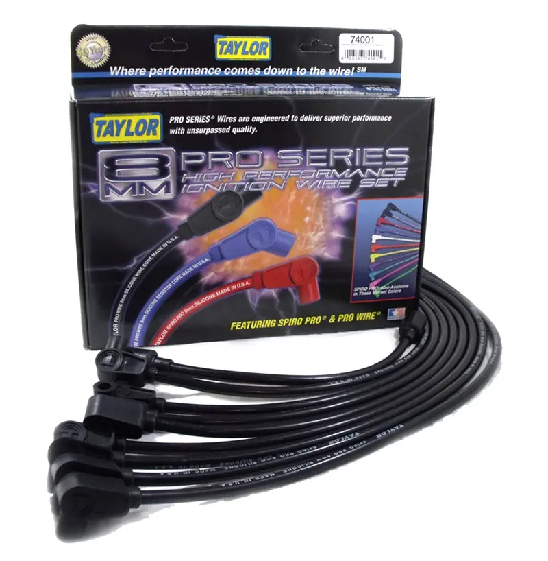 Taylor Spiro-Pro 8Mm Ignition Wire Set – Black, 11.75-Inch Length, 180° Boots 1